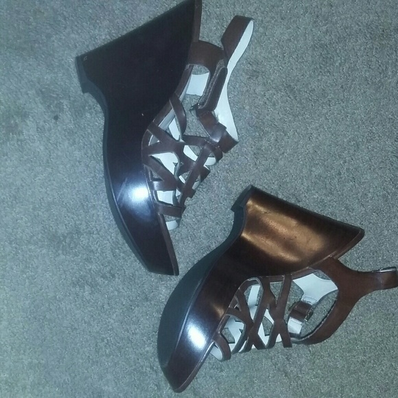 Brown Wedge Sandals - Picture 2 of 3